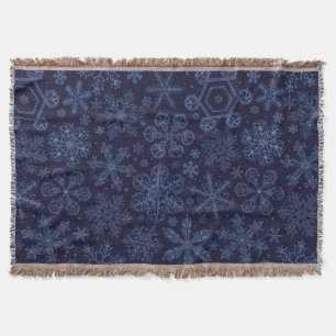 Blue Snowflakes on blue Throw Blanket