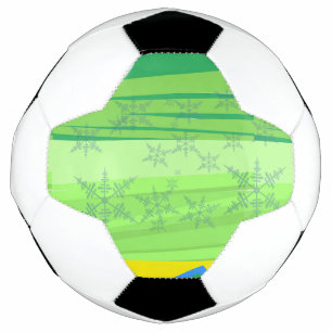 Blue Snowflakes on Green Mountain Soccer Ball