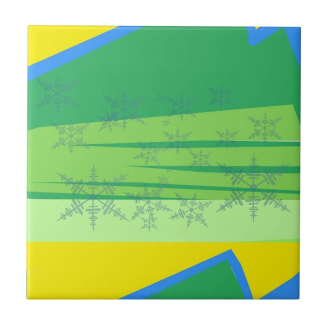 Blue Snowflakes on the Sunrise Mountain Tile (Front)