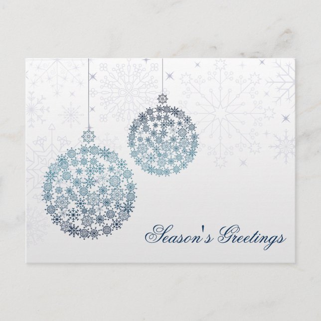 blue snowflakes ornaments Holiday postCards (Front)