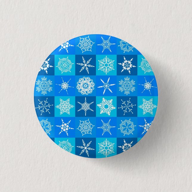 Blue Snowflakes Pattern 3 Cm Round Badge (Front)