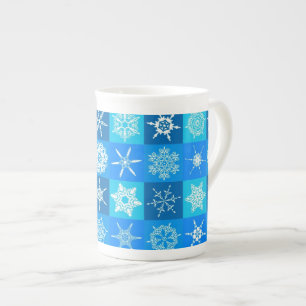 Blue Snowflakes Pattern Bone China Mug