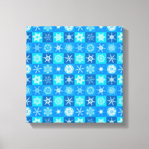 Blue Snowflakes Pattern Canvas Print
