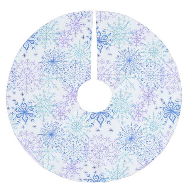 Blue Snowflakes Pattern - Christmas Tree Skirt (Front)