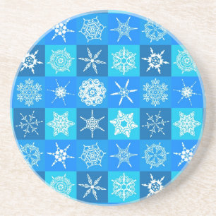Blue Snowflakes Pattern Coaster