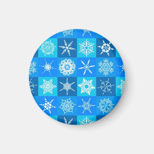 Blue Snowflakes Pattern Magnet