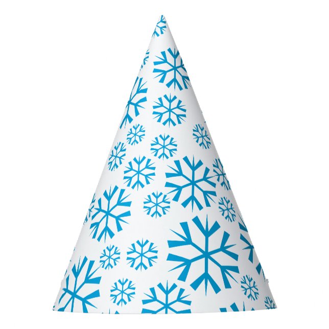 Blue Snowflakes Pattern Party Hat (Front)