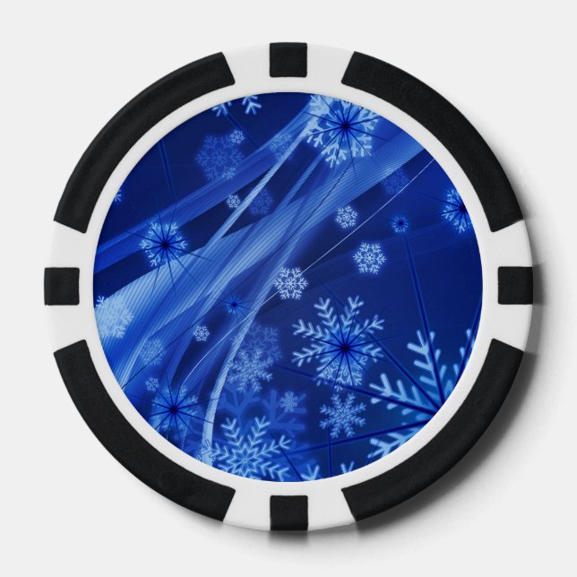 Blue Snowflakes Poker Chips (Front)