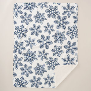 Blue snowflakes sherpa blanket