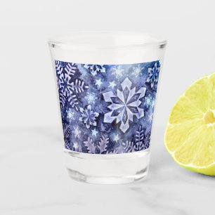 Blue Snowflakes Shot Glass
