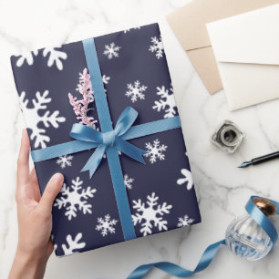 Blue Snowflakes Snow Winter Christmas Holidays Wrapping Paper