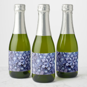 Blue Snowflakes Sparkling Wine Label