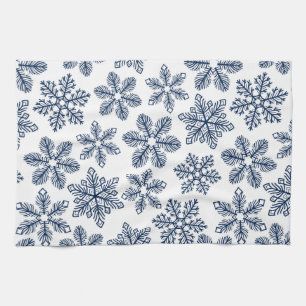 Blue snowflakes tea towel