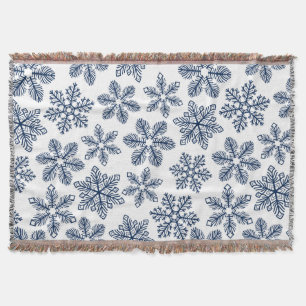 Blue snowflakes throw blanket