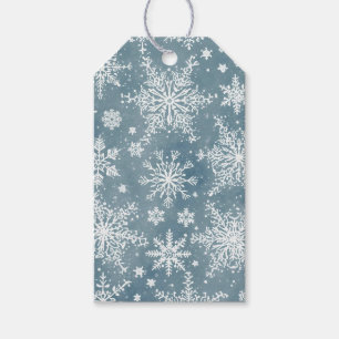 Blue Snowflakes Watercolor Winter Holiday Gift Tags