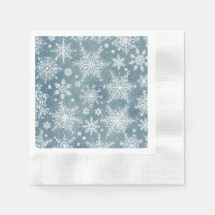 Blue Snowflakes Watercolor Winter Holiday Napkin