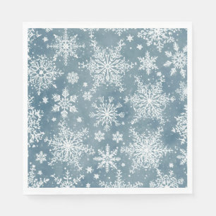 Blue Snowflakes Watercolor Winter Holiday Napkin