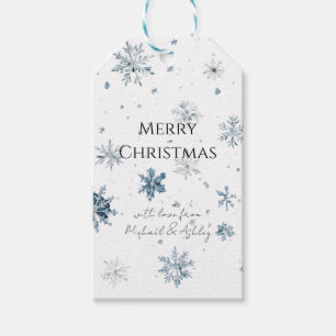 Blue Snowflakes White Christmas Gift Tags