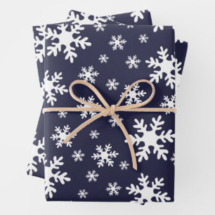 Blue Snowflakes Winter Christmas Holidays Wrapping Paper Sheet
