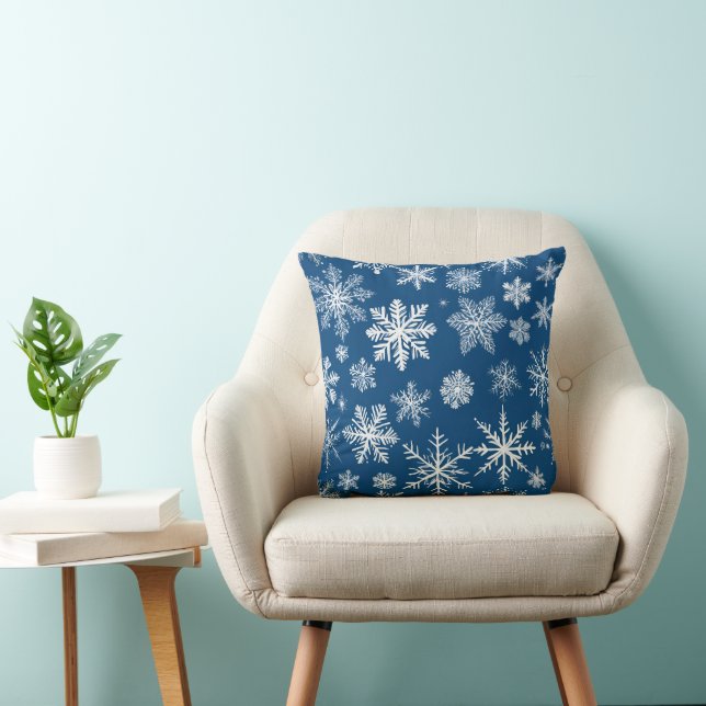 Blue Snowflakes Winter Cushion (Chair)