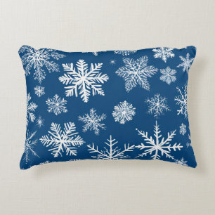 Blue Snowflakes Winter Decorative Cushion