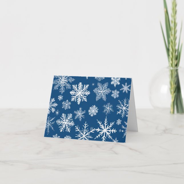 Blue Snowflakes Winter Holiday Card (Front)