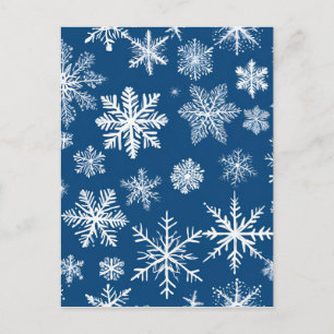 Blue Snowflakes Winter Postcard