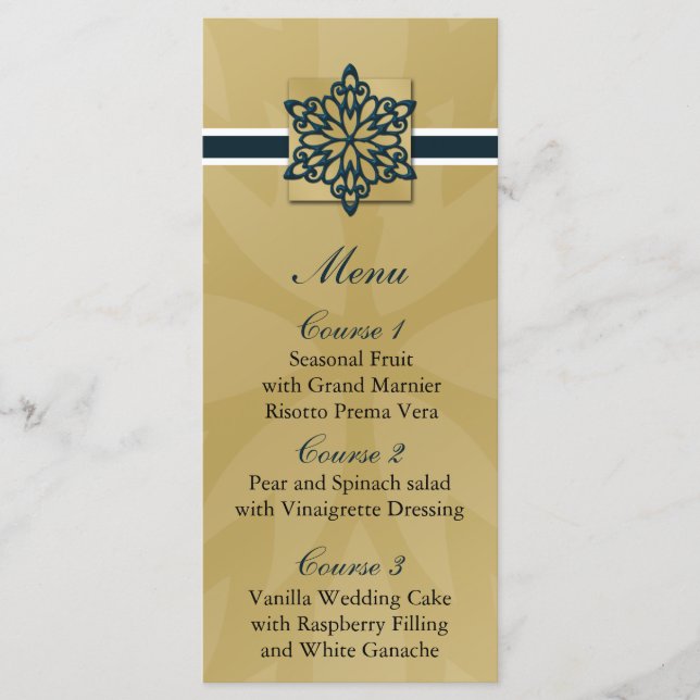 blue snowflakes winter wedding menu (Front)