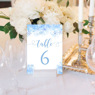  Blue snowflakes winter wedding table numbers