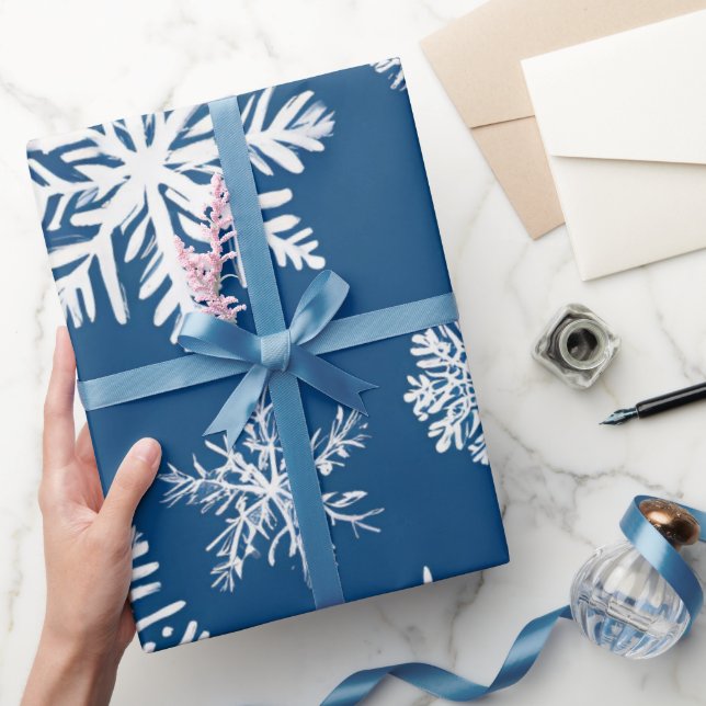 Blue Snowflakes Winter Wrapping Paper (Gifting)