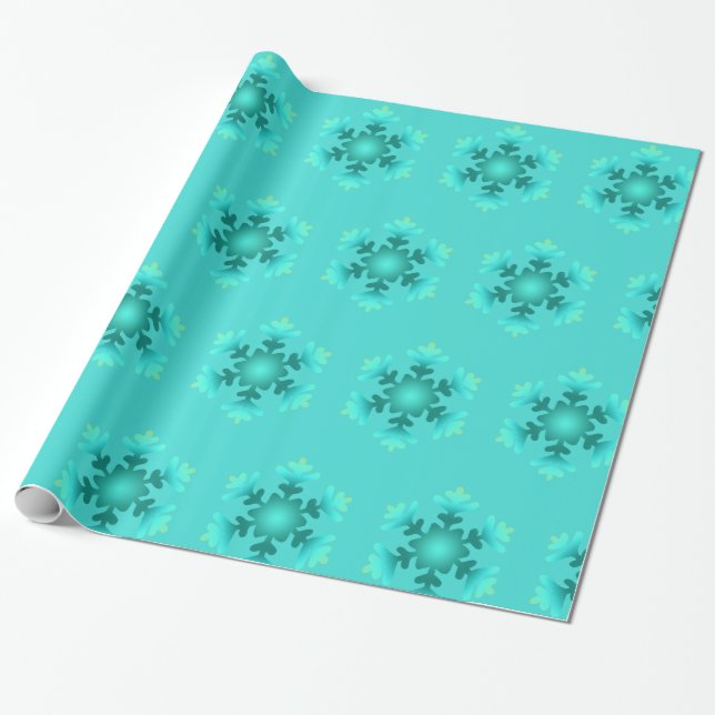Blue Snowflakes  Wrapping Paper (Unrolled)