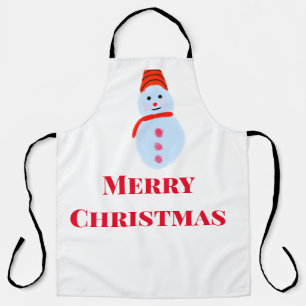 Blue snowman Christmas merry Christmas add name te Apron