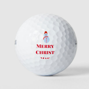 Blue snowman Christmas merry Christmas add name te Golf Balls