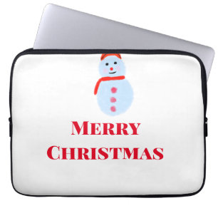 Blue snowman Christmas merry Christmas add name te Laptop Sleeve