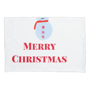 Blue snowman Christmas merry Christmas add name te Pillowcase