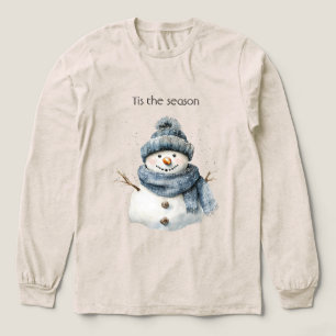 Blue Snowman Christmas Tri-Blend Shirt