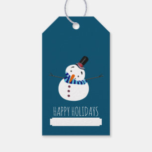 Blue Snowman, Happy Holidays Gift Tags
