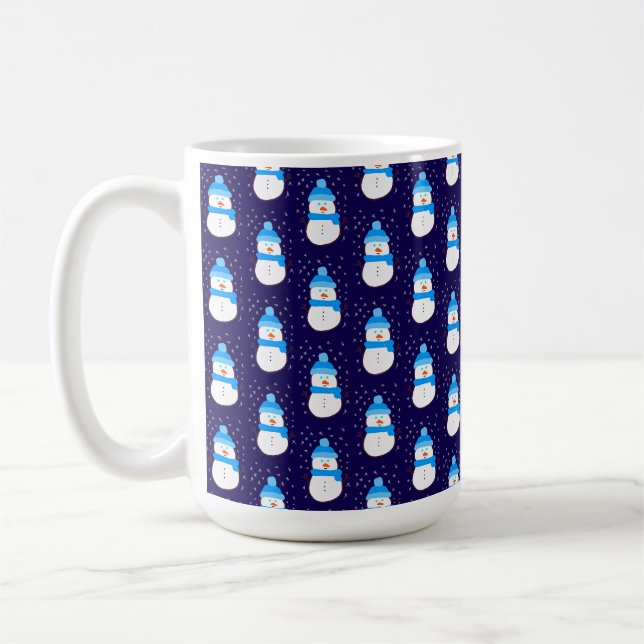 Blue Snowman in Flurry Coffee Mug (Left)
