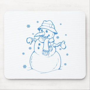 Blue snowman mouse pad