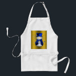 Blue Snowman on Gold Christmas Standard Apron<br><div class="desc">A cute and colourful Christmas pattern featuring snowmen dressed in blue velvet top hat and vests,  on a festive golden background with gold stars to add a stylish and whimsical touch to your Christmas home decorations this year.</div>