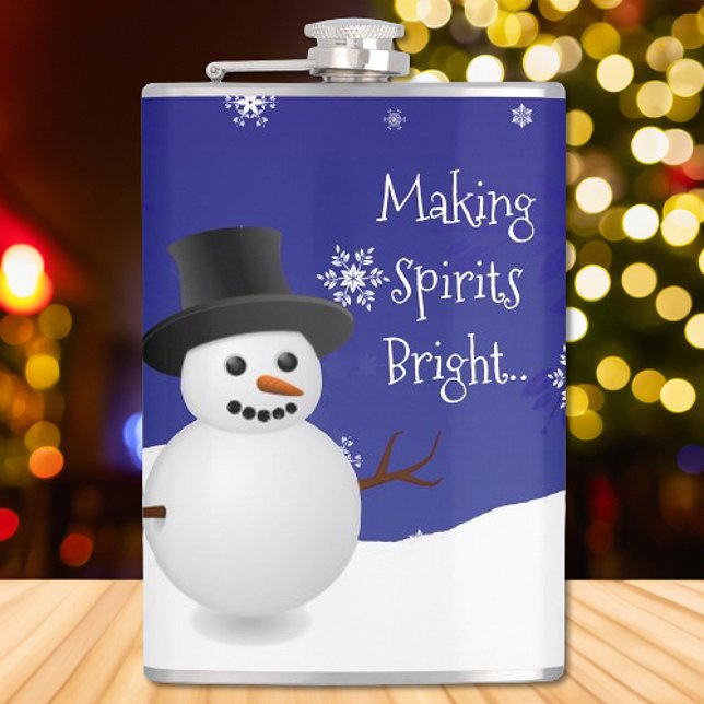 Blue Snowman Winter Scene Christmas Flask (Blue Snowman Winter Scene Christmas Flask)