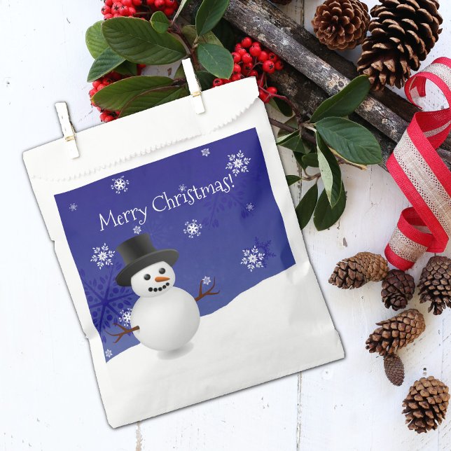 Blue Snowman Winter Scenery Christmas Favour Bags (Blue Snowman winter Scenery Christmas Favor Bag)
