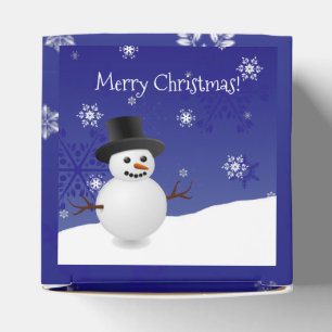 Blue Snowman Winter Scenery Christmas Favour Box