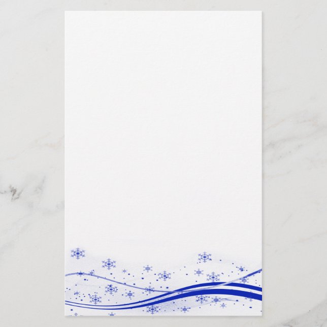 Blue Snowy Christmas Stationery (Front)