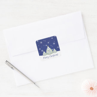 Blue Snowy Christmas Tree Sticker
