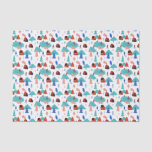 Blue Snowy Festive Christmas Winter Holiday Tissue Paper