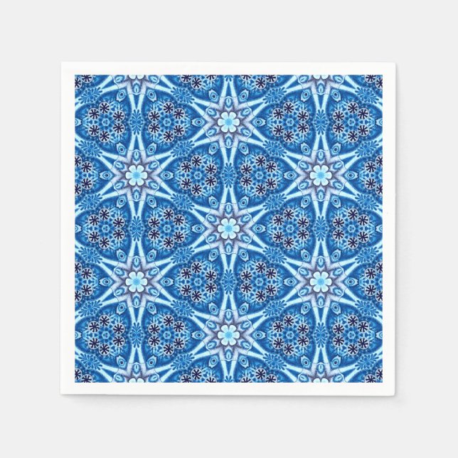 Blue snowy floral pattern napkin (Front)