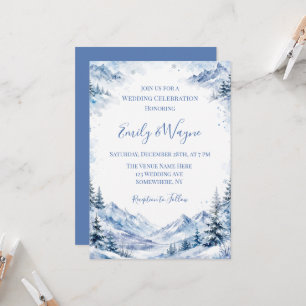Blue Snowy Mountains Wedding Celebration Invitation