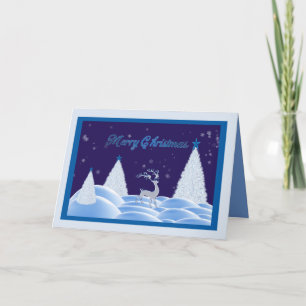 Blue Snowy Night Christmas Card
