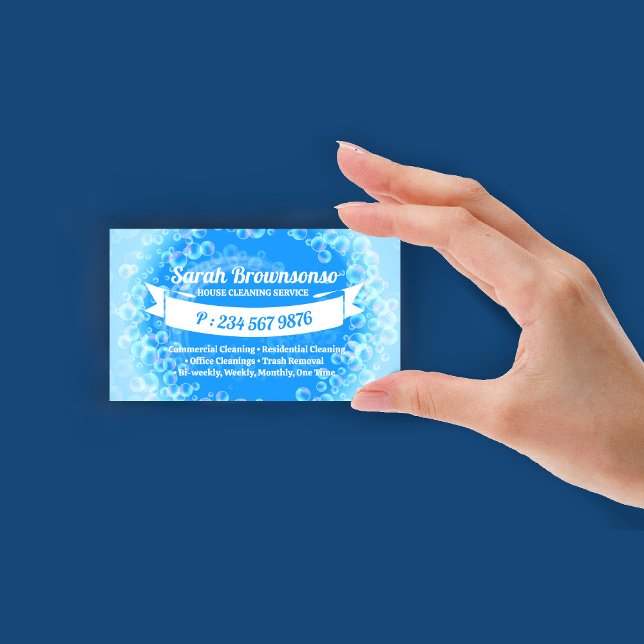 Blue Soap Bubbles Cleaning Business Card (Blue Soap Bubbles Cleaning Business Card)